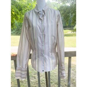 Ted Baker Men's Striped Long Sleeve Button-Down Shirt Pink Multi Small